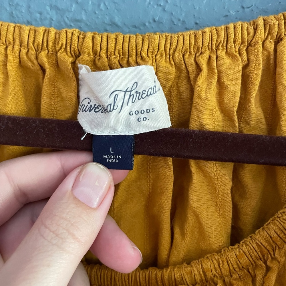 Yellow Universal Thread Midi Dress Large 12 14 Golden Fall Autumn EUC Pockets 🍂 - Picture 6 of 7